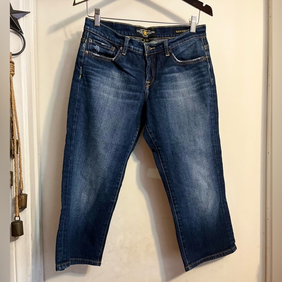 Lucky Brand Jeans Easy Rider Cropped Women Sz 8 Distressed Jeans - Picture 2 of 8